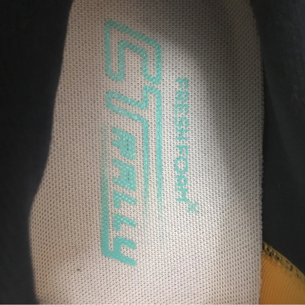 New Balance Yellow and Teal Sneakers with Navy Laces